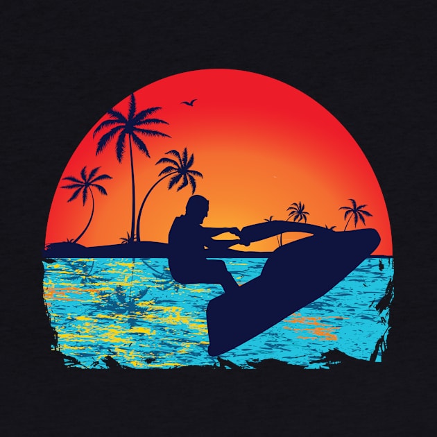 Jet Ski Sunset Palm Design by echopark12